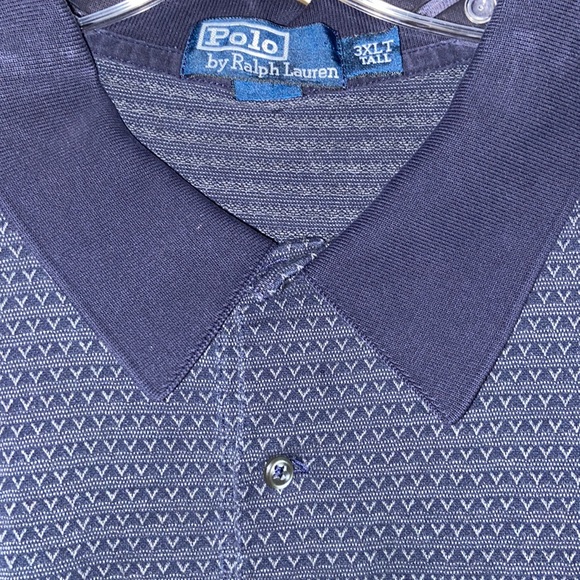 Men’s 3XLT Navy long sleeve Polo By Ralph Lauren shirt with diamond patterns - Picture 4 of 10